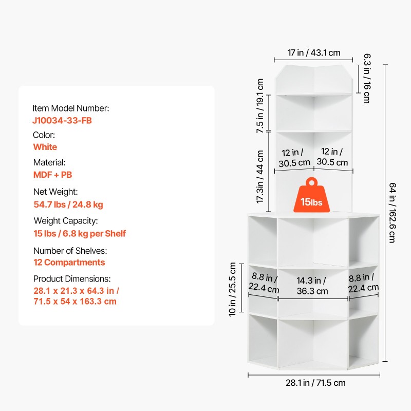 Kulmasäilytyskaappi MDF/PB korkeus 1633 mm 12 lokeroa valkoinen USB-portit ja pistorasiat