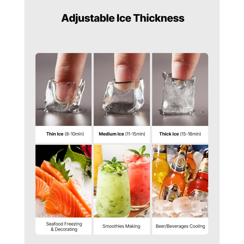 Kaupallinen jääpääyksikkö 226,8 kg/24 h ruostumaton teräs ilman säiliötä