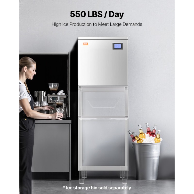 Jääpalakone pääyksikkö ruostumaton teräs 550 lbs/vrk 156 muottia ammattikäyttöön