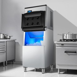 Kaupallinen jääpalakone 226,8 kg/24h 113,4 kg säiliö ruostumaton teräs 3,5 tuuman kosketusnäyttö