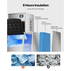 Jääpalakone ruostumatonta terästä 400 paunaa/24H 250 paunaa säiliö ammattikäyttöön