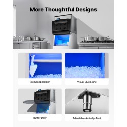 Kaupallinen jääpalakone ruostumaton teräs 136 kg vuorokaudessa tuotanto 113 kg säilytys kosketusnäytöllä