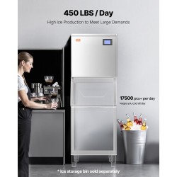 Jääpalakoneen pääyksikkö ruostumatonta terästä noin 204 kilogrammaa vuorokaudessa 22 tuumaa modulaarinen ammattikäyttöön