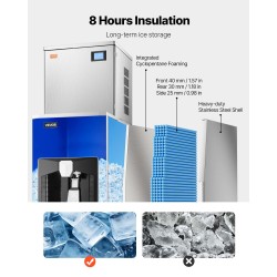 Jääpalakone ruostumatonta terästä 249 kg/vrk 80 kg säiliö kosketusnäyttö itsepuhdistus baareihin