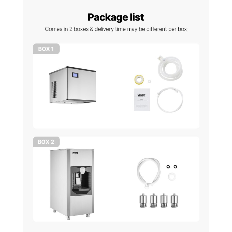 Kaupallinen jääkone ruostumatonta terästä 226 kiloa päivässä 80 kilon säiliö kosketusnäyttö itsepuhdistus