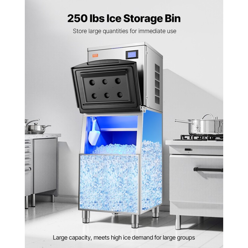 Jään säilytyssäiliö 113,4 kg ruostumatonta terästä ja PE-muovia vedensuodattimella säädettävillä kumijaloilla