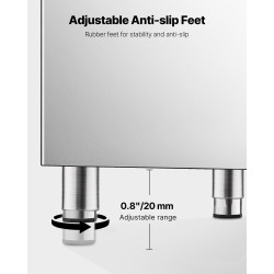 Jään säilytyssäiliö 113,4 kg ruostumatonta terästä ja PE-muovia vedensuodattimella säädettävillä kumijaloilla