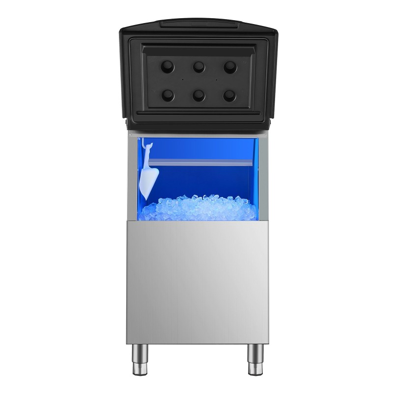 Jään säilytyssäiliö 113,4 kg ruostumatonta terästä ja PE-muovia vedensuodattimella säädettävillä kumijaloilla