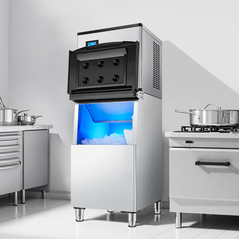 Jääsäiliö 113,4 kg ruostumaton teräs PP sisärakenne yksivaiheinen vedensuodatin säädettävät liukuestekumijalat