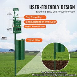 Koiranjäteasema galvanoidusta teräksestä 43 l roskasäiliö 600 jätepussia 50 suojapussia ulkokäyttöön