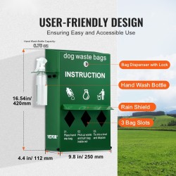 Koirankakkapussien annostelija sinkitty teräs 600 pussia lukittava käsienpesupullolla ulkokäyttöön