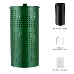 Koirankakkaroskis galvanoitua terästä 43 l ulkokäyttöön kannella 50 jätesäkkiä