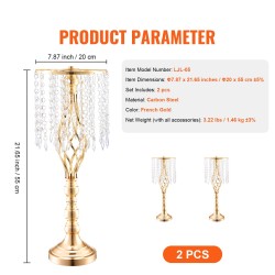 Metallinen kukkateline hiiliteräs 55 cm 2 kpl ranskalainen kulta häät juhlapöytä