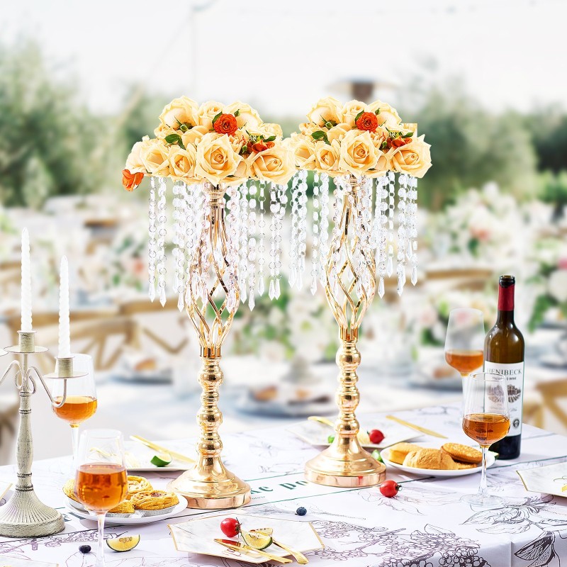 Metallinen kukkateline hiiliteräs 55 cm 2 kpl ranskalainen kulta häät juhlapöytä