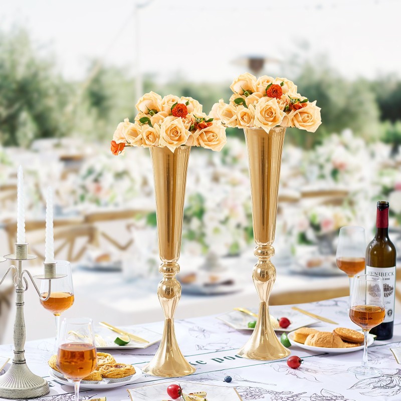 Metallinen maljakko hiiliteräs 56 cm 2 kpl ranskalainen kulta pöytäkoriste häihin