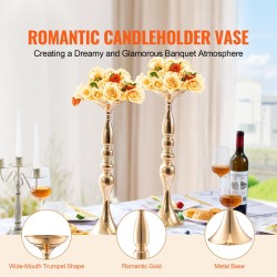 Hiiliteräksinen juhlamaljakko 50 cm 24 kappaletta ranskalaiskultainen pöytäkeskiö