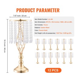 Hiiliteräksinen kukkateline 49 cm korkea ranskan kullanvärinen 12 kpl juhlapöytiin