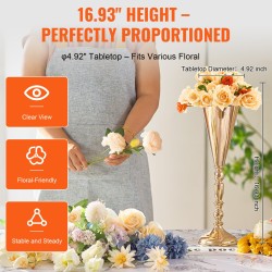 Maljakkoteline hiiliteräksinen 43 cm 10 kpl ranskalainen kulta hääjuhliin