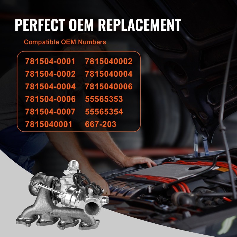 Turbokompressori pallografiittivalurauta 1.4L tiivistesarja ja solenoidiventtiili Cruze Sonic Trax Encore