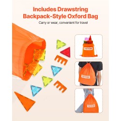 Magneettinen rakennuspalikkasetti 180 osaa ABS-muovia ja ferriittimagneetteja oranssi säilytyspussi