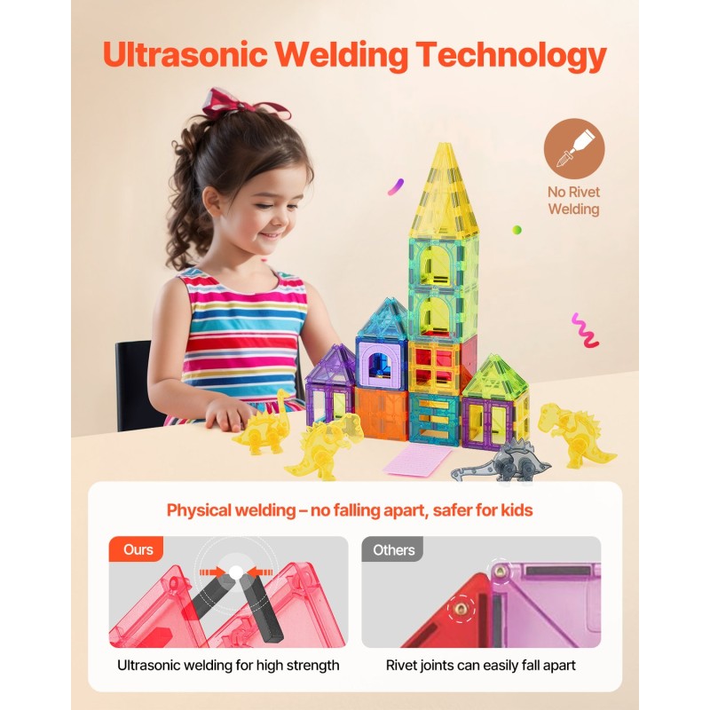 Magneettiset rakennuspalikat muovia viisikymmentäkuusi osaa neljä dinosaurusta yli kolme vuotta