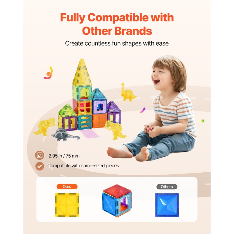 Magneettiset rakennuspalikat muovia viisikymmentäkuusi osaa neljä dinosaurusta yli kolme vuotta