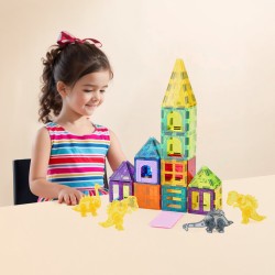 Magneettiset rakennuspalikat muovia viisikymmentäkuusi osaa neljä dinosaurusta yli kolme vuotta