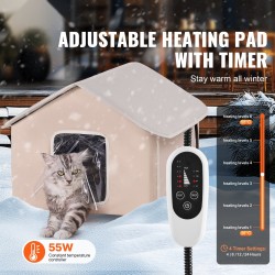 Lämmitettävä korotettu ulkokissatalo 600D kangas eristetty 52 x 48 x 47 cm