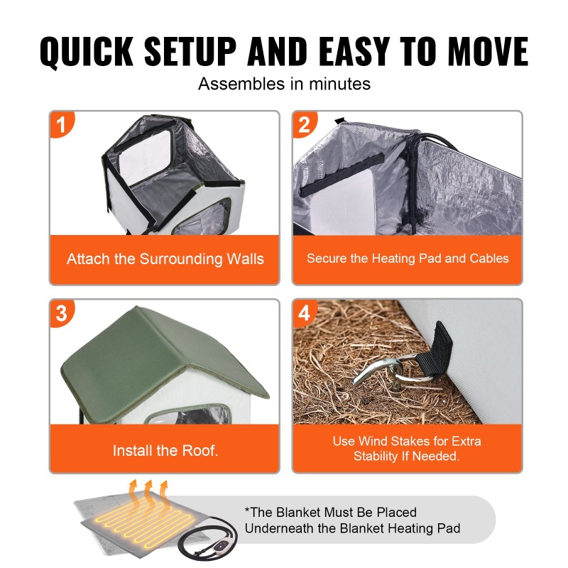 Korotettu lämmitettävä kissatalo ulkokäyttöön 600D kangas lämmitystyyny ajastin vihreä