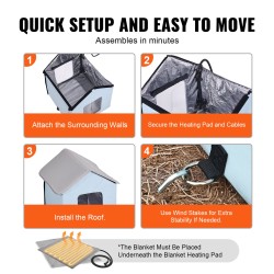 Lämmitettävä ulkokissatalo 600D Oxford-kankaasta 30W lämmitysalustalla sininen