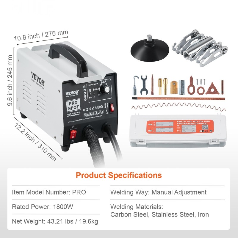 Pistehitsauslaite 1800 watin manuaalisäätö seitsemällä toimintatilalla auton koripeltien oikaisuun