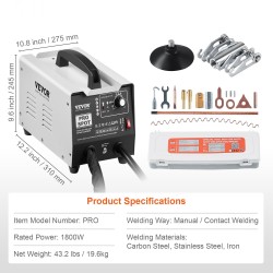 Pistehitsauslaite 1800 W automaatti ja manuaali 7 toimintoa peltilommoille teräkselle ja raudalle