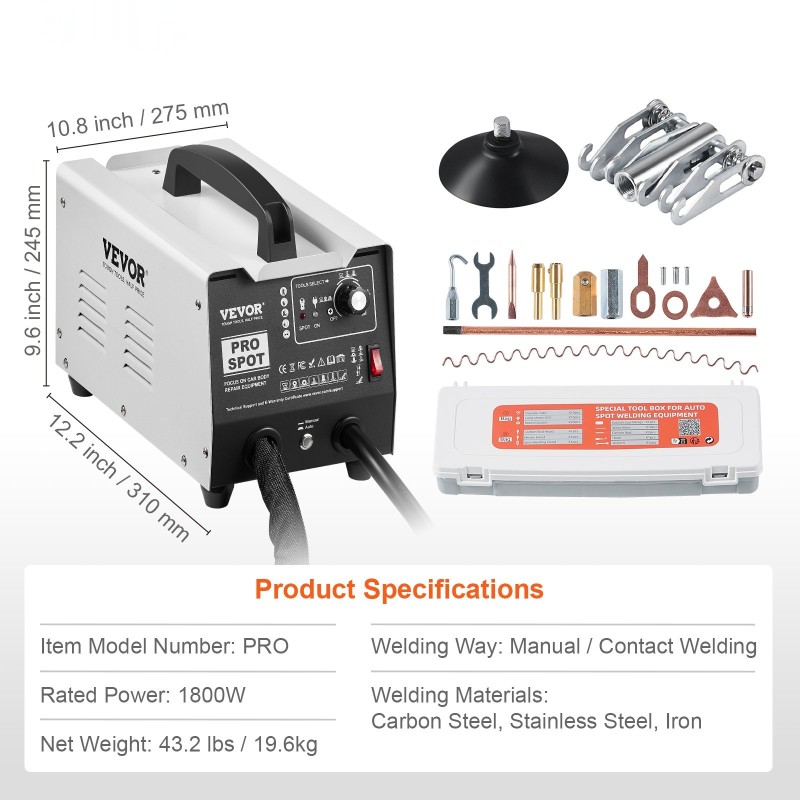 Pistehitsauslaite 1800 W automaatti ja manuaali 7 toimintoa peltilommoille teräkselle ja raudalle