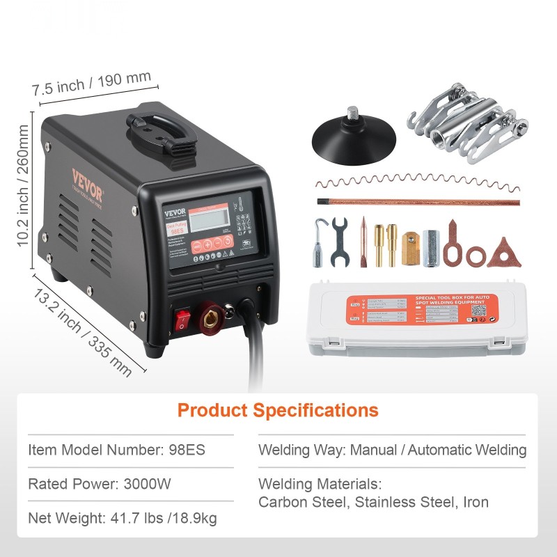 Nastahitsauskone 3000W automaattinen ja käsikäyttöinen 9 toimintatilaa hiiliteräkselle ja ruostumattomalle teräkselle