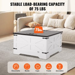 Sohvapöytä neliö 800 mm lastulevy saranoitu kansi säilytystila harmaa ja valkoinen