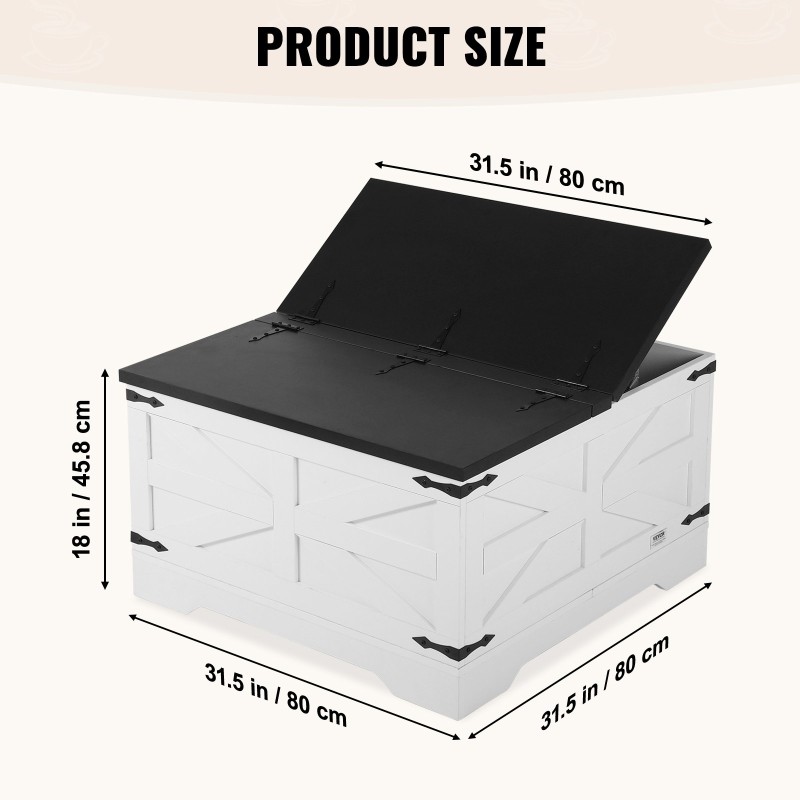 Sohvapöytä neliö 800 mm lastulevy saranoitu kansi säilytystila harmaa ja valkoinen