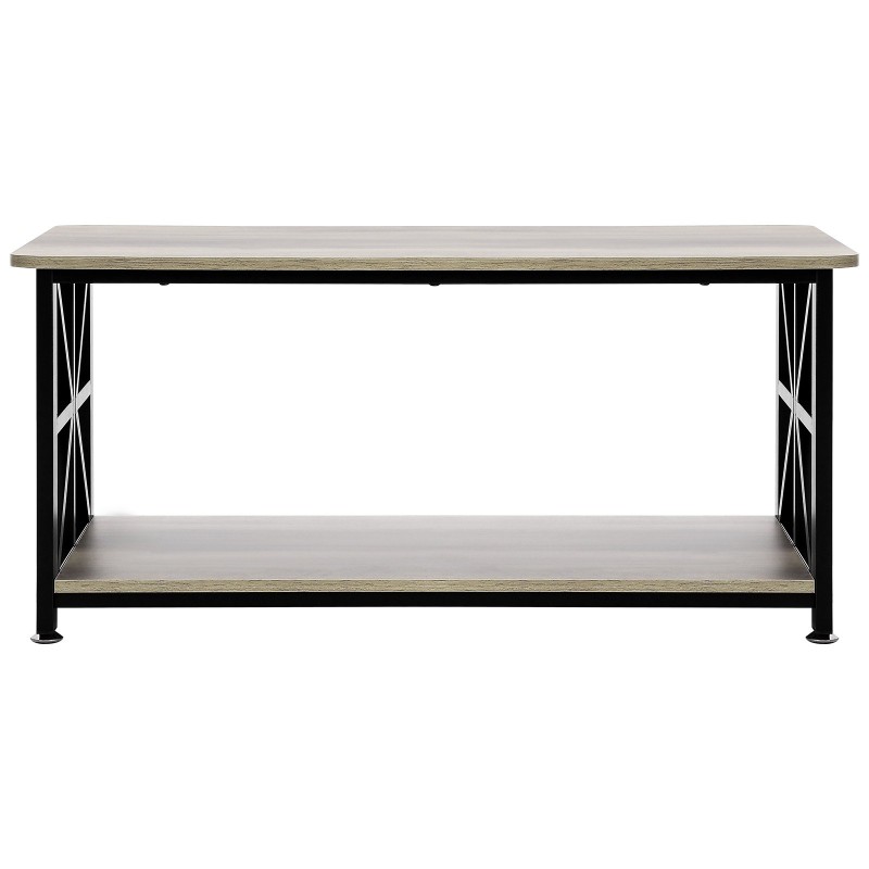 Sohvapöytä lastulevy metallirunko 1000x500x465 mm ruskea musta avoin hylly