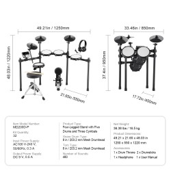 Sähkörumpusetti 32 esiasetusta 480 ääntä 8-tuuman mesh-kalvot USB MIDI
