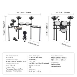 Sähkörumpusetti verkkokalvoilla 5 rumpua 3 symbaalia 32 settiä 480 ääntä