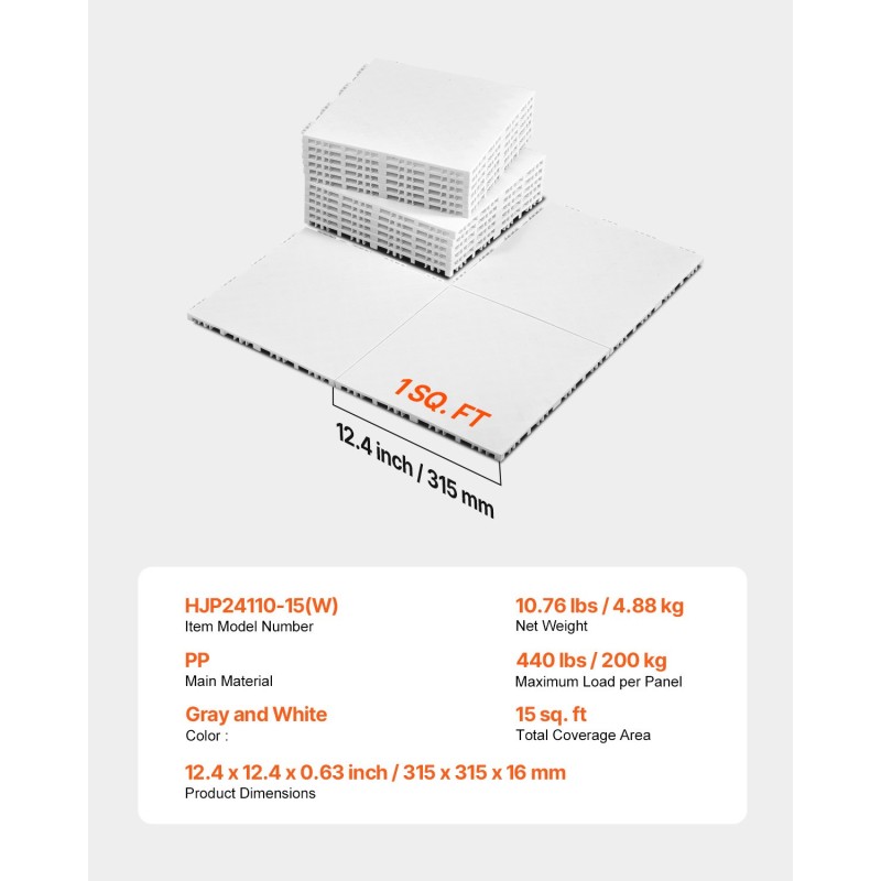 Polypropeeniset lattialaatat 315 x 315 mm 15 kpl harmaa-valkoinen jääkiekko- ja rullaluisteluun