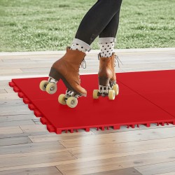 Harjoittelulattialaatat polypropeeni 315x315 mm 8 kappaletta punainen jääkiekon kuivaharjoitteluun