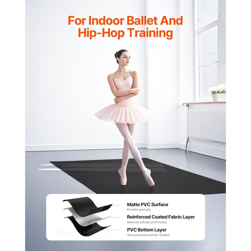 Tanssi- ja joogamatto polyvinyylikloridi 200 x 100 cm 1,5 mm säilytyslaukulla