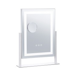 Valaistu meikkipeili viisinkertainen suurennos kolme valonsävyä kosketusohjaus täysin kääntyvä valkoinen
