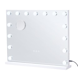 Meikkipeili LED valoilla 5x suurennuslinssi kosketussäädettävä 58x46 cm valkoinen pöytä ja seinäkiinnitys
