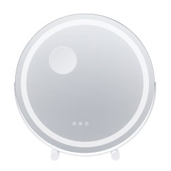 Pyöreä valaistu 20 tuuman meikkipeili 5-kertainen suurennos kolme värilämpötilaa kosketussäätö