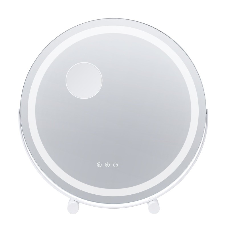 Pyöreä valaistu 20 tuuman meikkipeili 5-kertainen suurennos kolme värilämpötilaa kosketussäätö
