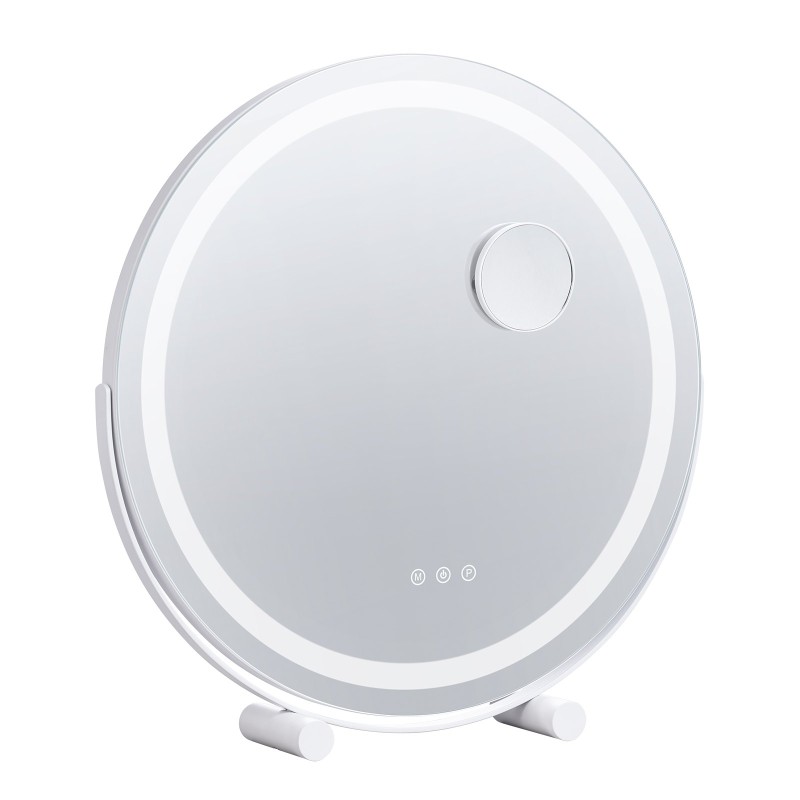 Pyöreä valaistu 20 tuuman meikkipeili 5-kertainen suurennos kolme värilämpötilaa kosketussäätö