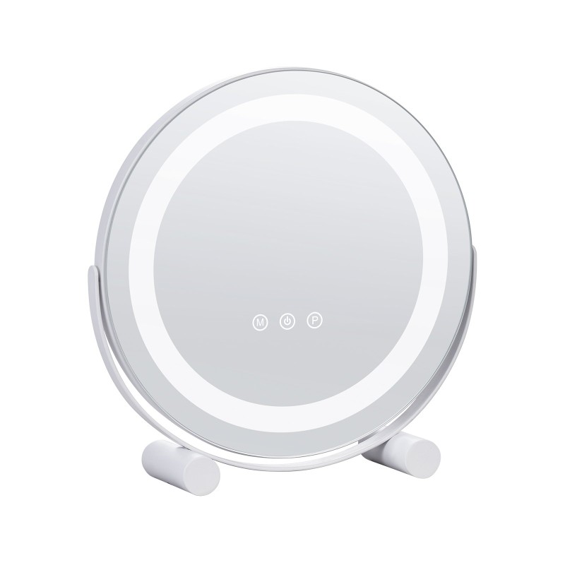 Meikkipeili 12-tuumainen pyöreä LED valkoinen 5X-suurennos 3 värilämpötilaa kosketusohjaus 360-asteinen kääntyvä