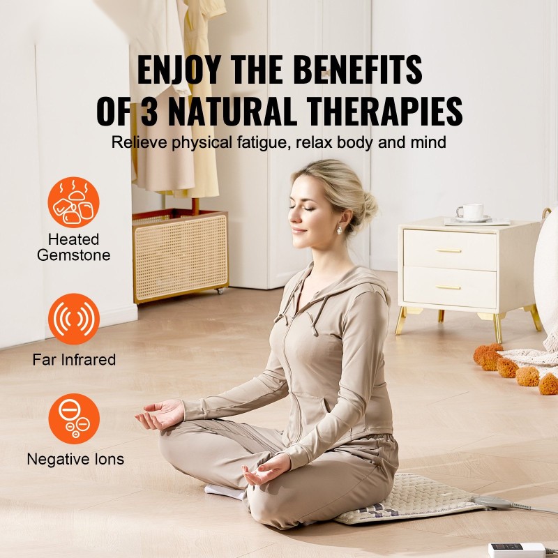 Kaukoinfrapunalämpötyyny ametistikivillä 46 x 46 senttimetriä selälle