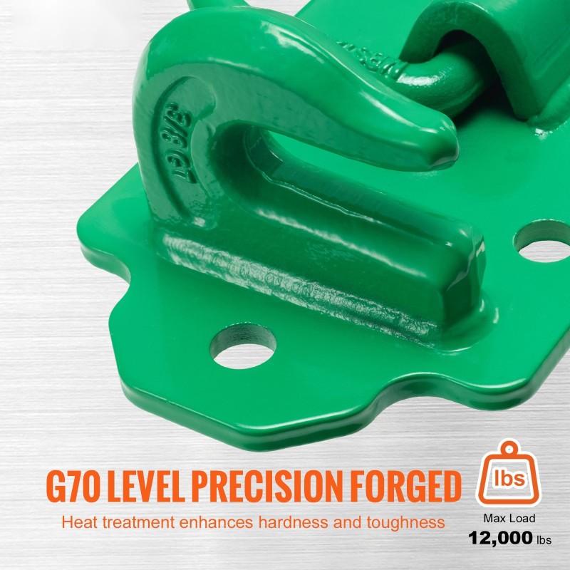 Traktorin kauhan pultattavat G70 taotut tartuntakoukut 3/8 2 kpl vihreät